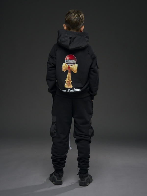 Pantalon negru cargo Kendama fas negru - Img 5