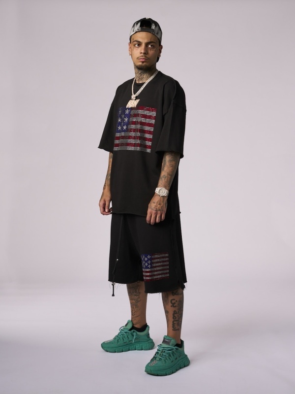 Sort negru USA flag shine - Img 4