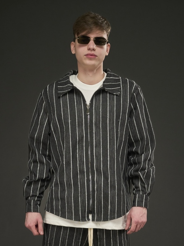 Compleu zipp jeans negru ribbed - Img 2
