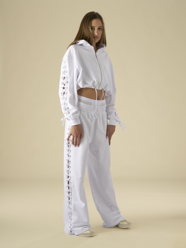 Hanorac alb zipp silk - Img 2
