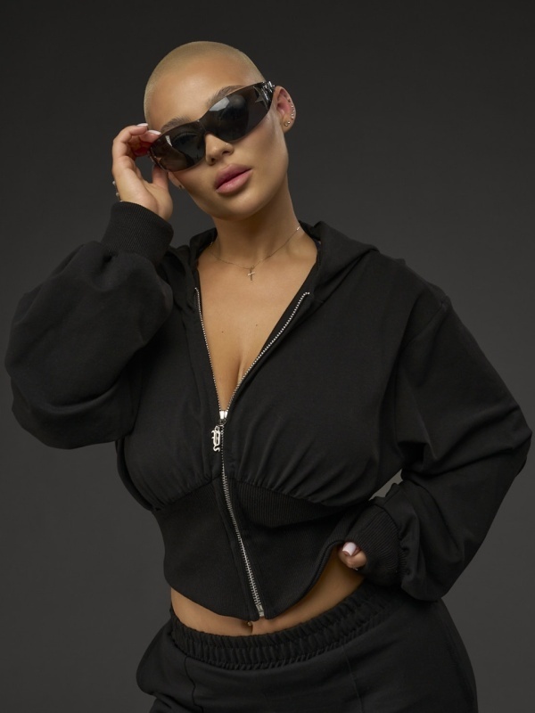 Hanorac negru zipp fitted - Img 3