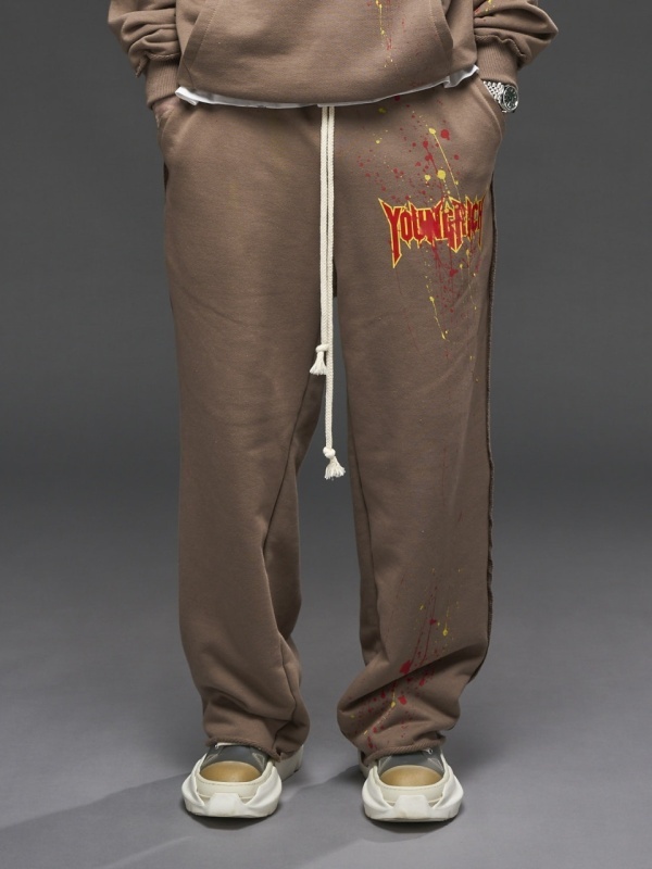 Pantalon maro vopsit print YR - Img 2