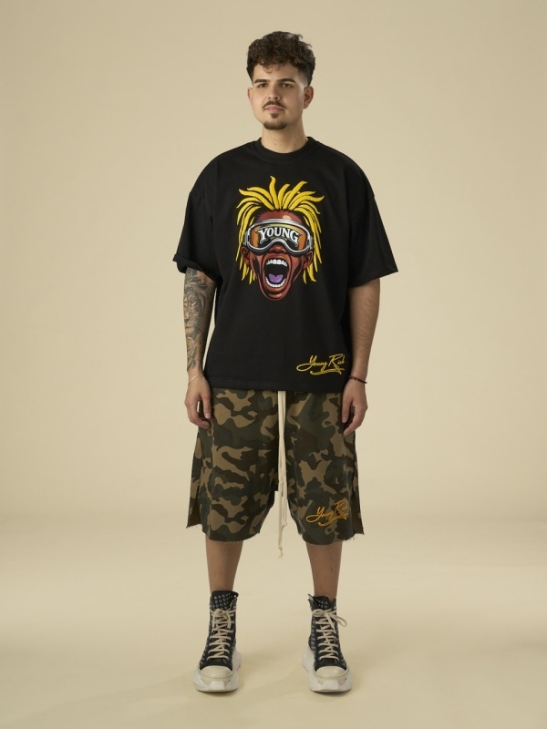 Tricou negru puff yellow hair - Img 2