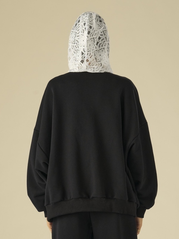 Hanorac negru lace zipp - Img 4