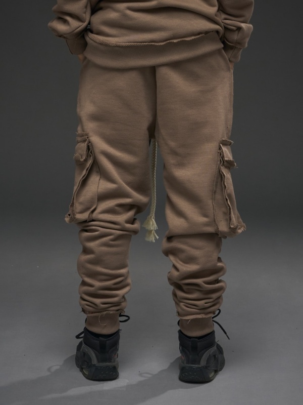 Pantalon maro cargo jr. vopsit print YR - Img 4