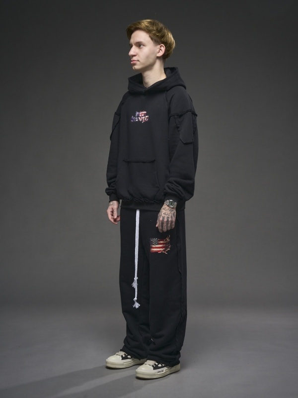 Pantalon negru flag USA/ NBN - Img 3