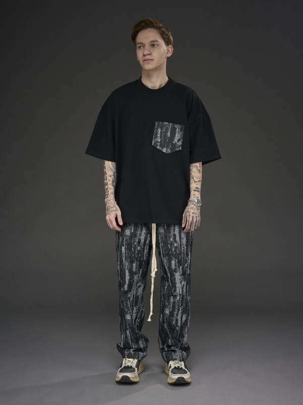 Tricou negru pocket jeans YR - Img 2