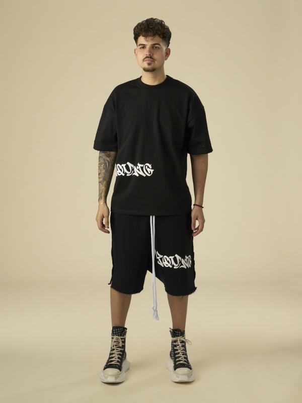 Tricou negru Young side white puff - Img 3