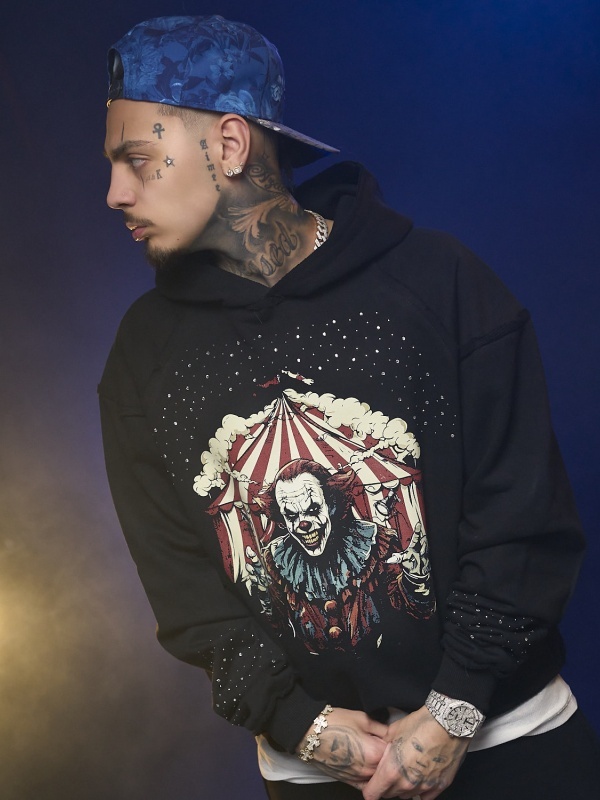 Hanorac negru Clown Drip shine - Img 2