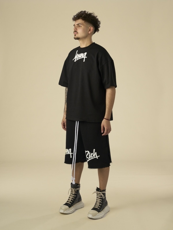 Sort negru Young Rich white puff - Img 5