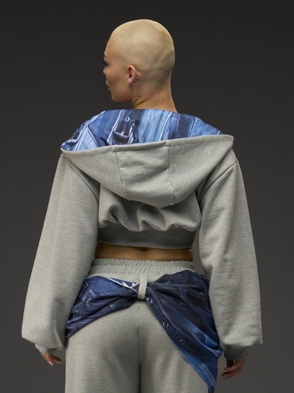 Hanorac duo face gri/jeans - Img 3
