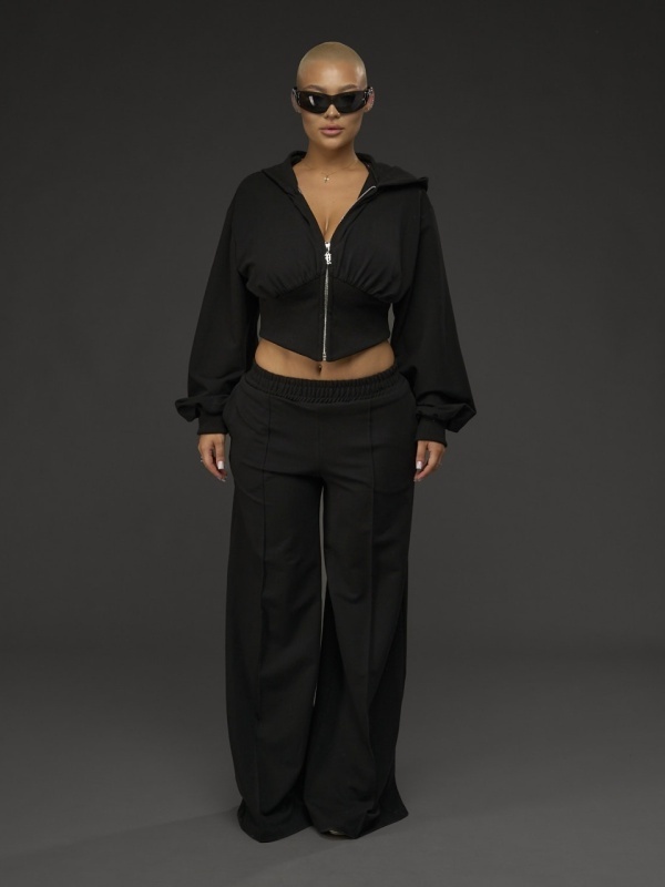 Hanorac negru zipp fitted - Img 4