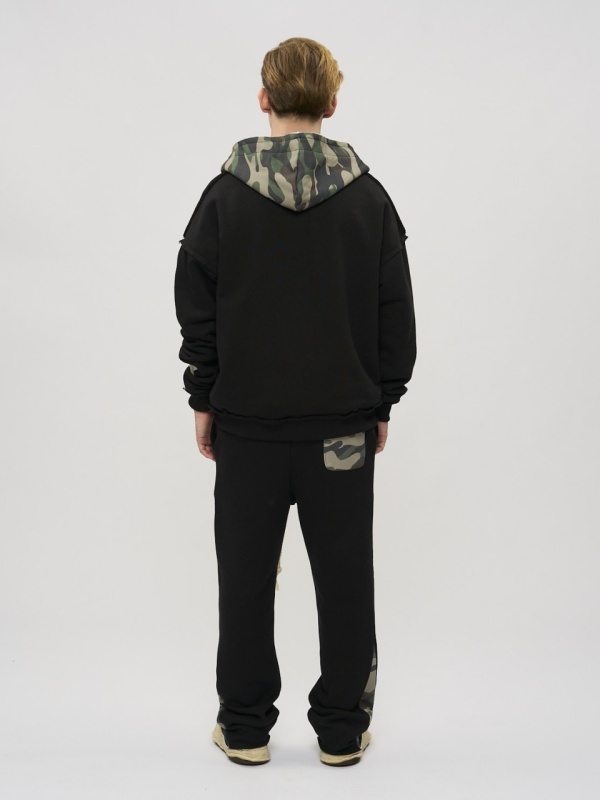 Hanorac negru zipp pocket camo star - Img 5