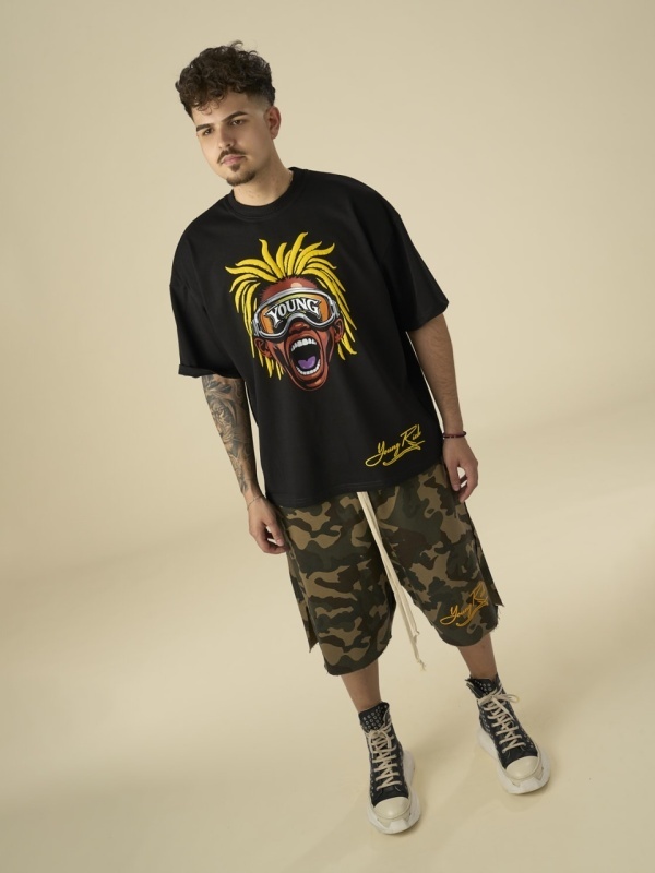 Tricou negru puff yellow hair - Img 8