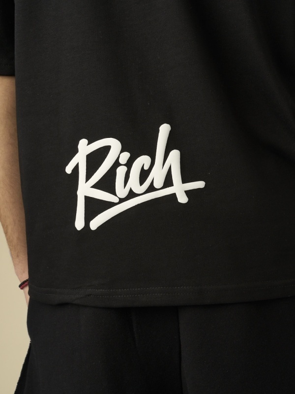 Tricou negru Young Rich white puff - Img 4