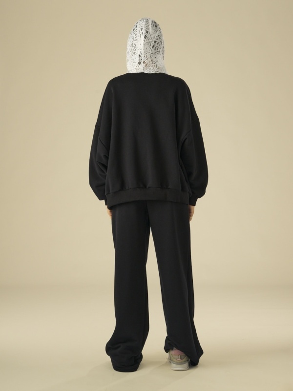 Hanorac negru lace zipp - Img 5