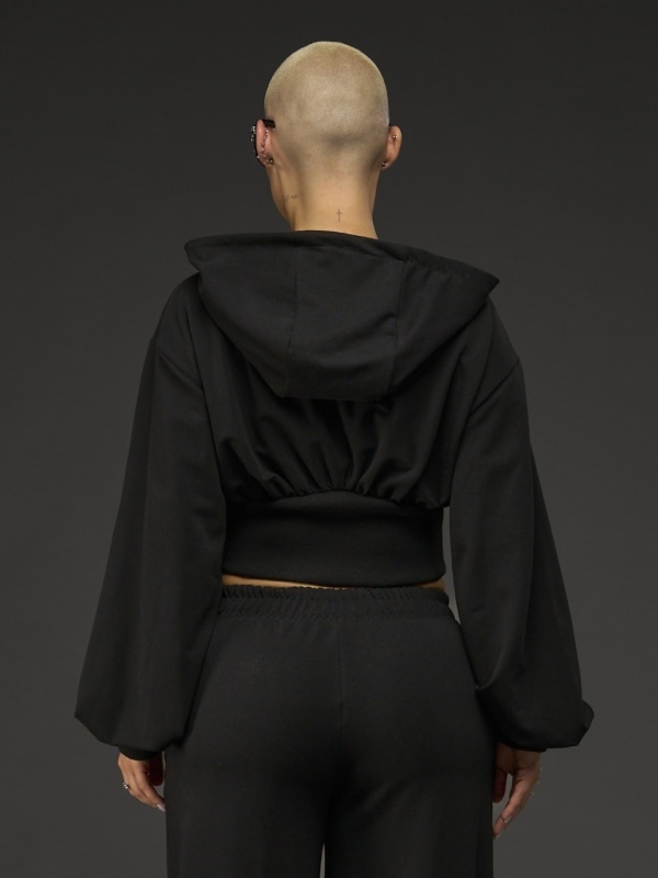 Hanorac negru zipp fitted - Img 2
