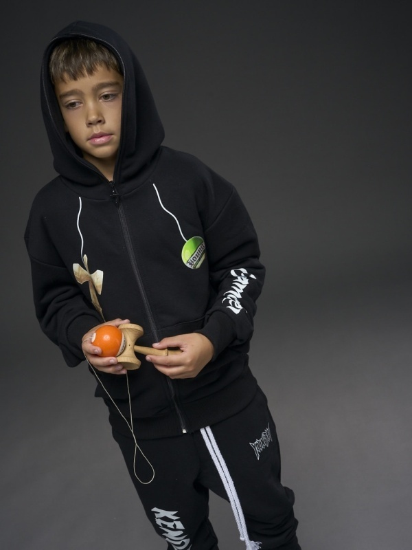 Hanorac negru zipp kendama verde - Img 5