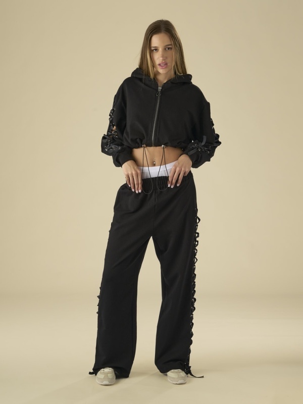 Hanorac negru zipp silk - Img 4