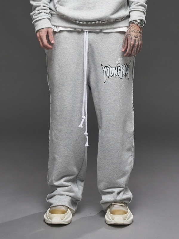 Pantalon gri vopsit print YR - Img 2