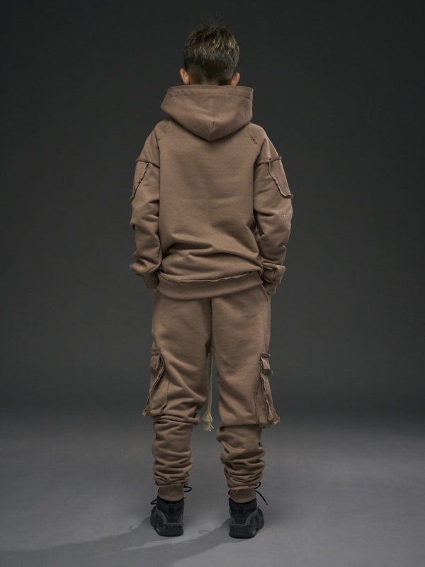 Pantalon maro cargo jr. vopsit print YR - Img 5