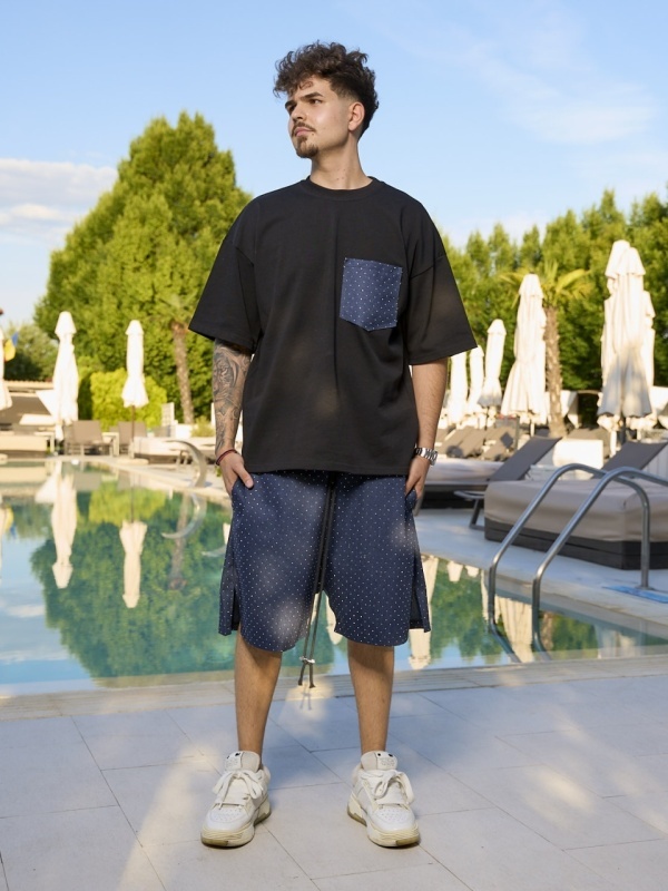 Tricou negru pocket marin shine - Img 2