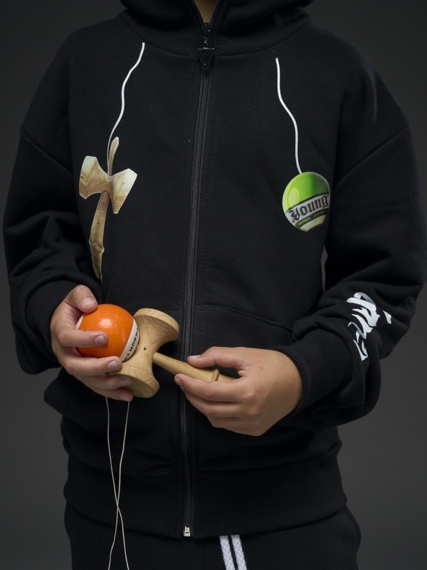 Hanorac negru zipp kendama verde - Img 2