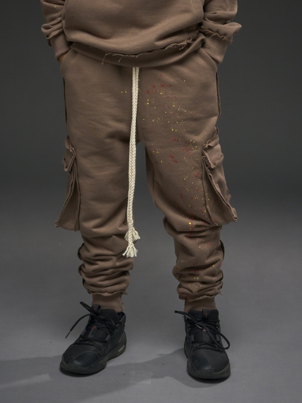 Pantalon maro cargo jr. vopsit print YR - Img 2