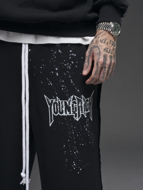 Pantalon negru vopsit print YR - Img 5