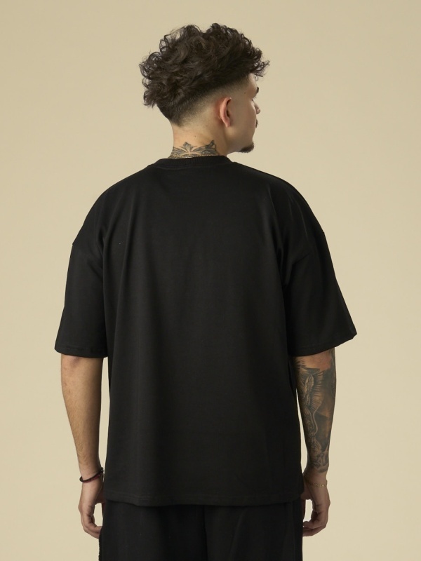 Tricou negru puff white hair - Img 4