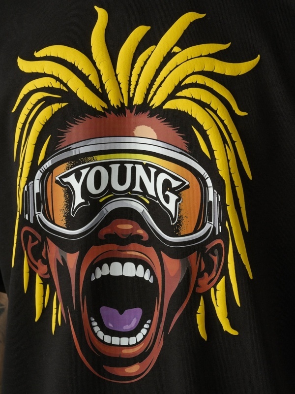 Tricou negru puff yellow hair - Img 3