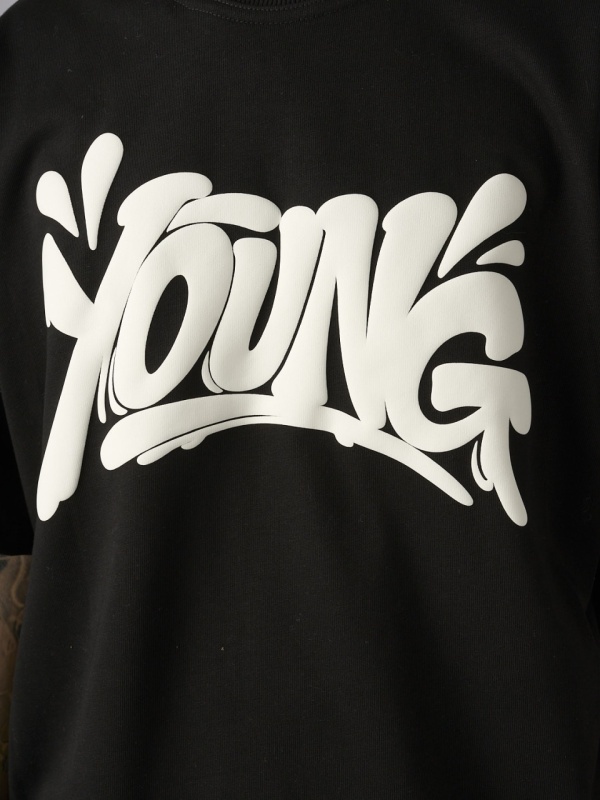 Tricou negru Young white puff - Img 3