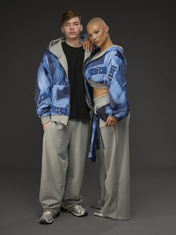 Hanorac duo face gri/jeans - Img 5