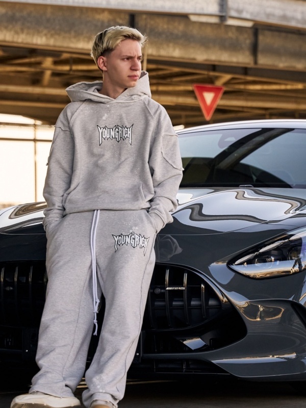 Pantalon gri vopsit print YR - Img 6
