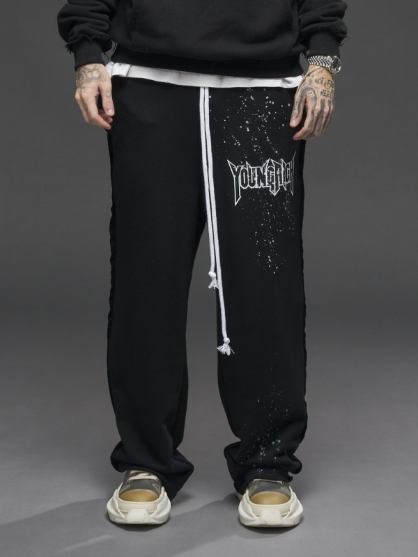 Pantalon negru vopsit print YR - Img 2