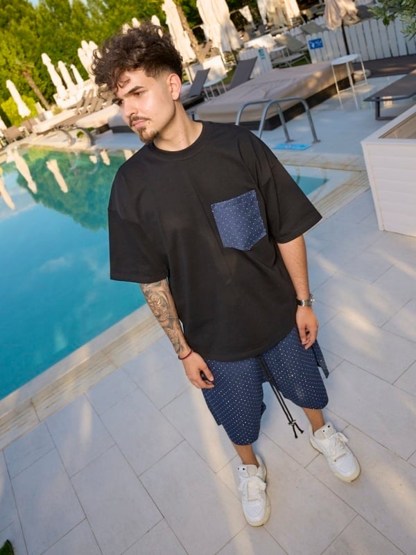 Tricou negru pocket marin shine - Img 6