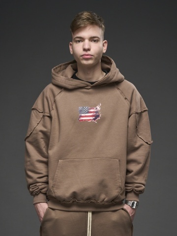 Hanorac maro flag USA