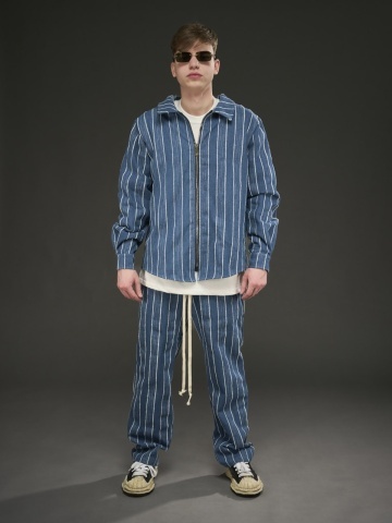 Compleu zipp jeans blue ribbed
