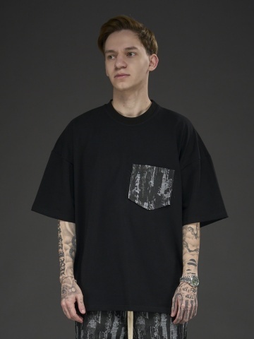 Tricou negru pocket jeans YR