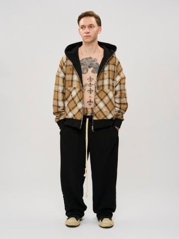 Pantalon double negru/bej