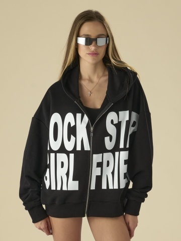 Hanorac negru zipp Rock Star