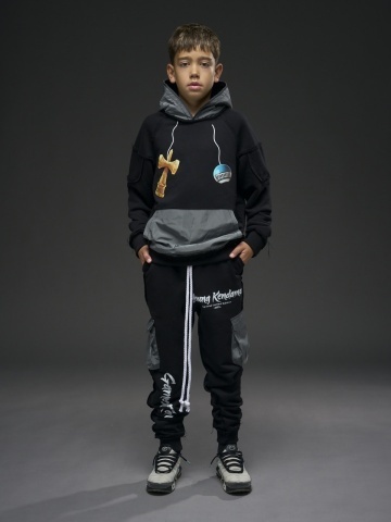 Pantalon negru cargo Kendama fas gri