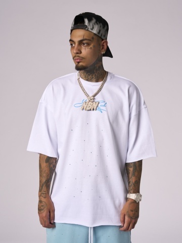 Tricou alb YR blue shine