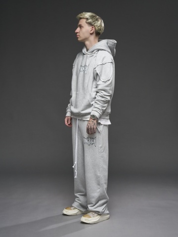 Pantalon gri vopsit print YR