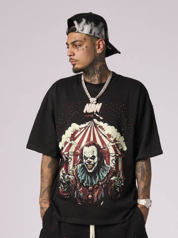 Tricou negru Clown Drip shine