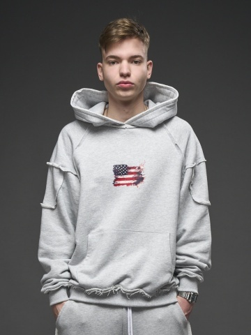 Hanorac gri flag USA
