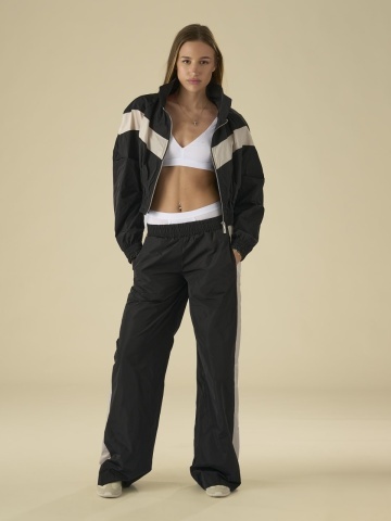 Pantalon negru/bej windbreaker