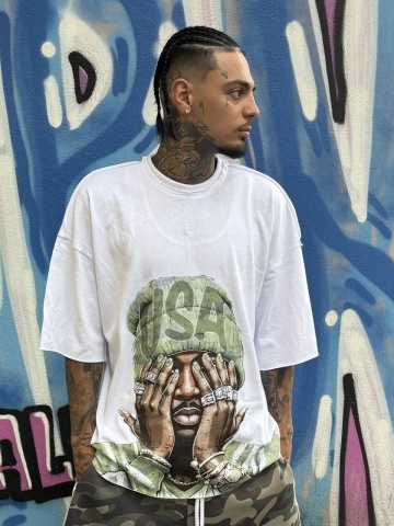 Tricou alb FACE green