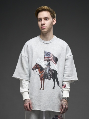 Bluza gri dublata horse USA