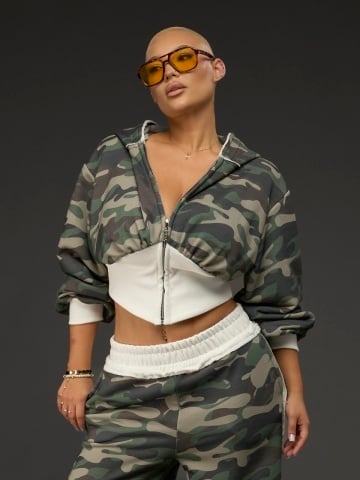 Hanorac zipp camo